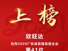 欣旺達(dá)位列2020廣東百?gòu)?qiáng)民營(yíng)企業(yè)第41位，較2019年上升6位！